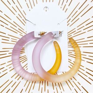 Boutique Acrylic Pink and Orange Ombre Hoop Earrings